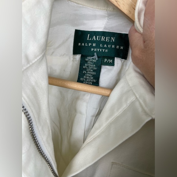 Lauren Ralph Lauren women's ivory cotton twill cropped jacket. Size M Petite - Picture 4 of 12